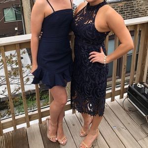 Navy Lace Midi Dress